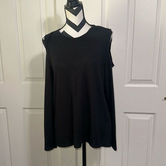 VARLEY Black Cold Shoulder Long Sleeve Top - Picture 1 of 6
